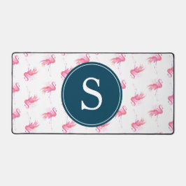 Monogram Pink Flamingo Niedlich Schreibtischunterlage