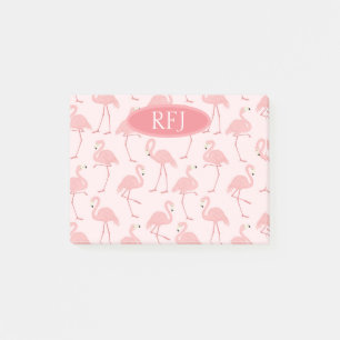 Monogram Pink Flamingos Post-it Klebezettel
