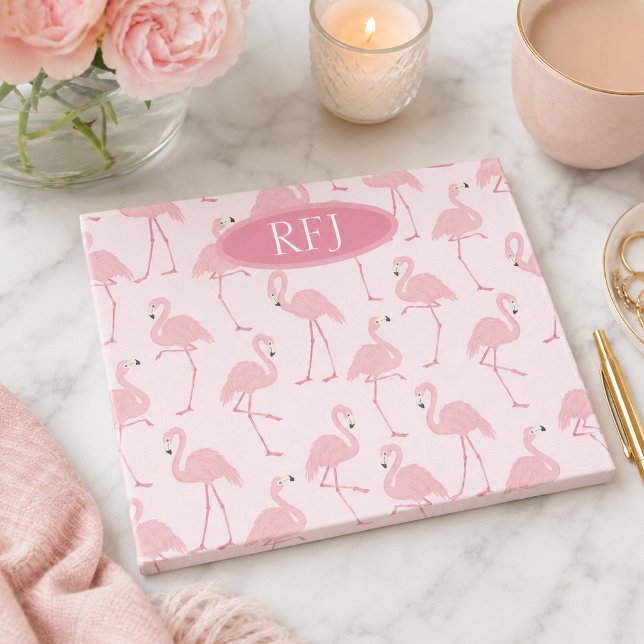 Monogram Pink Flamingos Post-it Klebezettel (Von Creator hochgeladen)