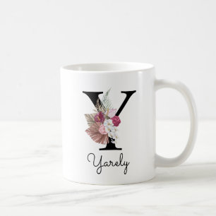 Monogram Pink Floral Initial W Coffee Y Kaffeetasse