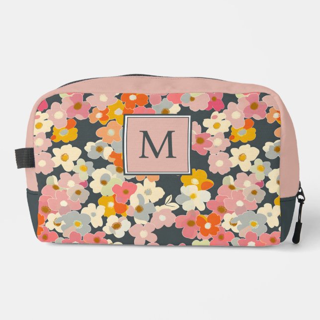 Monogram Pink Florals erste Waschbeutel (Vorderseite)