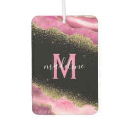 Monogram Pink Geode Agate Gold Glitzer Air Freshen Autolufterfrischer