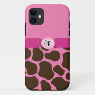 Monogram Pink Giraffe iPhone 11 Hülle