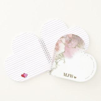 Monogram Pink & Gold Abstract and Heart Notizbuch