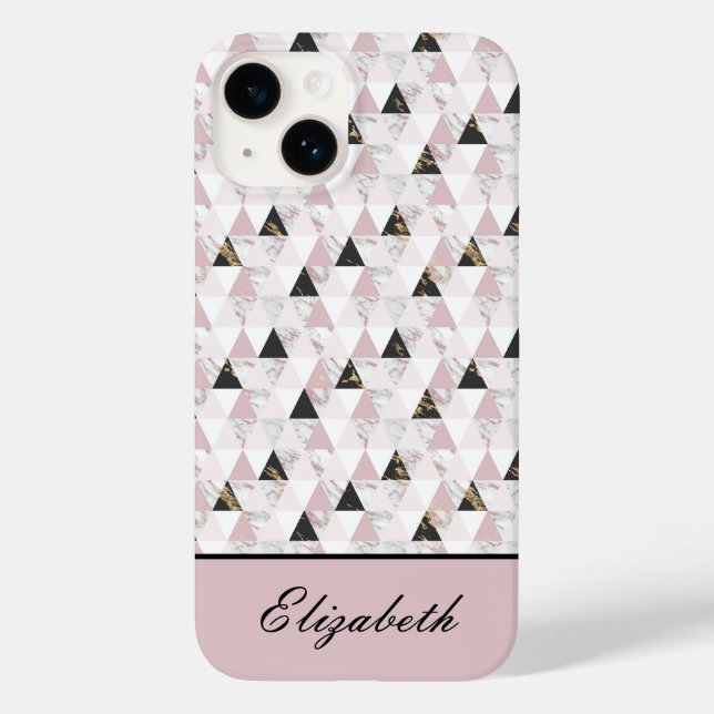 Monogram Pink Gold Schwarz-weiß Marble Geometric Case-Mate iPhone Hülle (Rückseite)