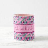 Monogram Pink Green Blue Tropical Blume