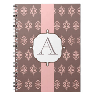 Monogram Pink Grey Lace Notebook Geschenk Notizblock