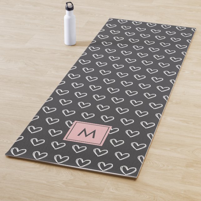 Monogram Pink Heart Pattern  Yogamatte (Beispiel)