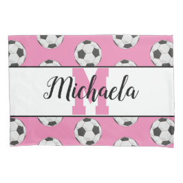 Monogram Pink Initial Soccer Ball Muster Kissenbezug