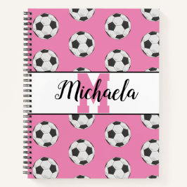 Monogram Pink Initial Soccer Ball Muster Notizbuch
