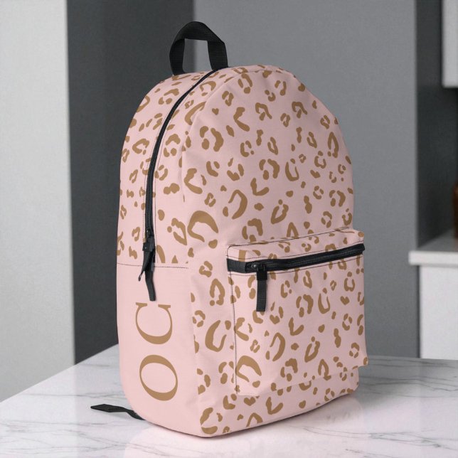 Monogram Pink Leopard Pattern Cute Girly Girls Bedruckter Rucksack (Monogram Pink Leopard Pattern Cute Girly Girls Printed Backpack)