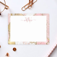 Monogram Pink Marble Gold Foil Graphic