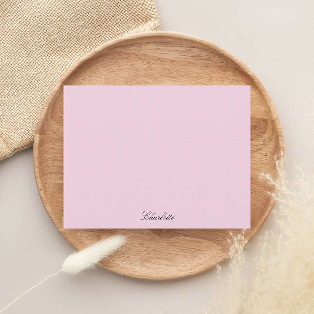 Monogram Pink Minimalistisch Modern Script Custom Mitteilungskarte (Pink Monogram Script Modern Note Card)