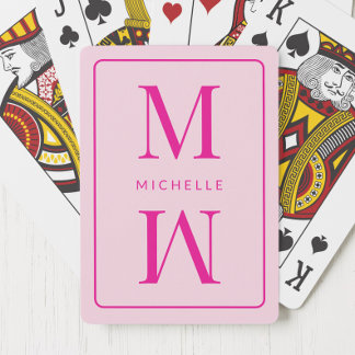 Monogram Pink Modern Inital Girl Chic Simple Glam Spielkarten