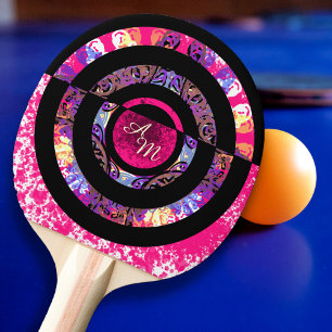 Monogram pink Modern Mandala Tischtennis Schläger