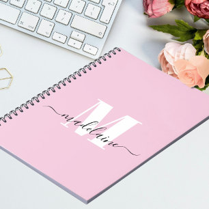 Monogram Pink Notebook Custom Initial & Name Notizblock