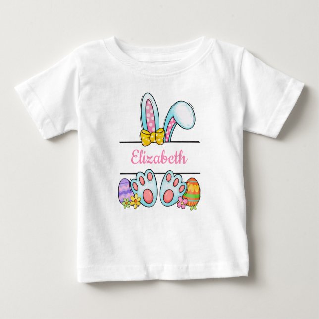 Monogram Pink Oaster Bunny Baby Girl's Oster Baby T-shirt (Vorderseite)
