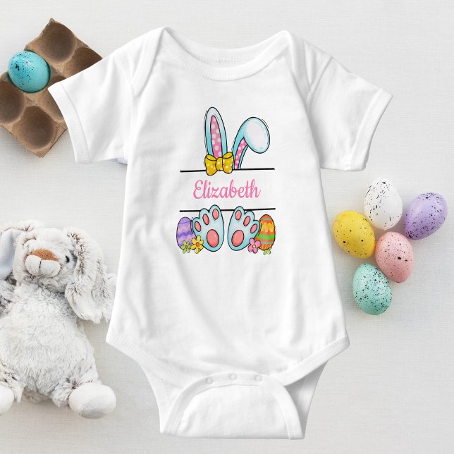 Monogram Pink Oaster Bunny Baby Girl's Oster Strampler (Von Creator hochgeladen)
