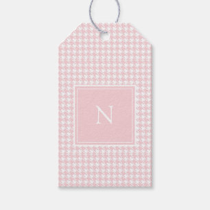 Monogram Pink Pastell Hahnentrittmuster Geschenkanhänger