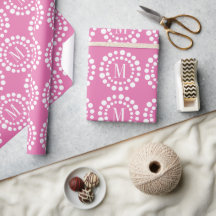 Monogram Pink - Polka Dots Wrapping Paper