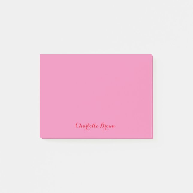 Monogram Pink Red Modern Minimalistisch Feminine Post-it Klebezettel (Vorderseite)
