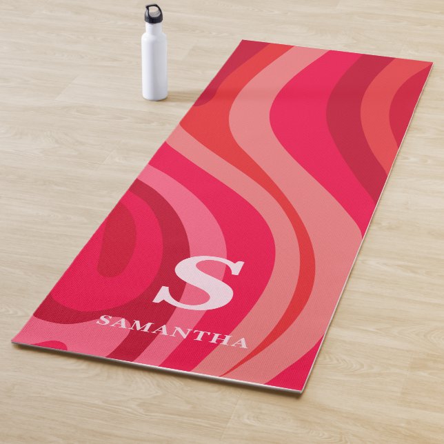 Monogram Pink Red Modern Yogamatte (Beispiel)