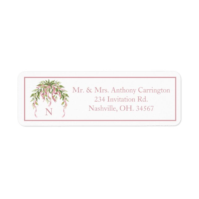 Monogram Pink Ribbons Floral Elegant Return Addons (Vorne)