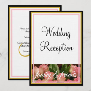 Monogram Pink Roses Wedding Family Friends Einladung