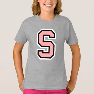 Monogram Pink Schwarz-weiße Uni Initial S T-Shir T-Shirt