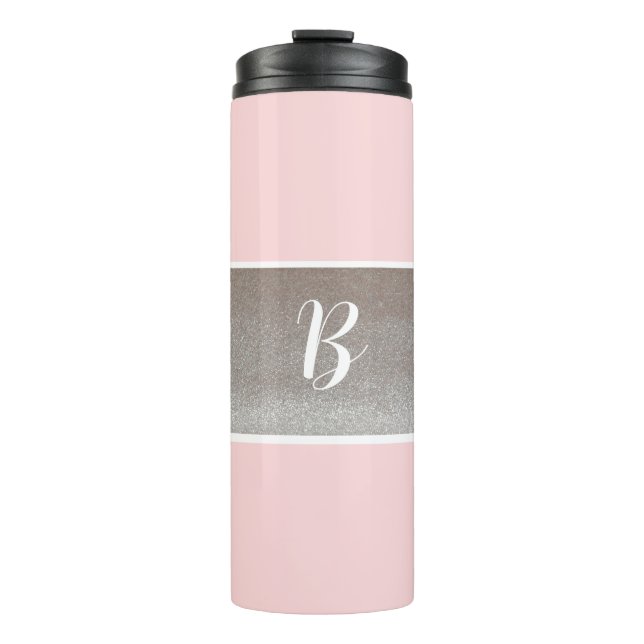 Monogram Pink Sparkle Therbler Thermosbecher (Vorderseite)