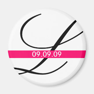 Monogram Pink Strip Speichern Sie das Datumsfenste Magnet