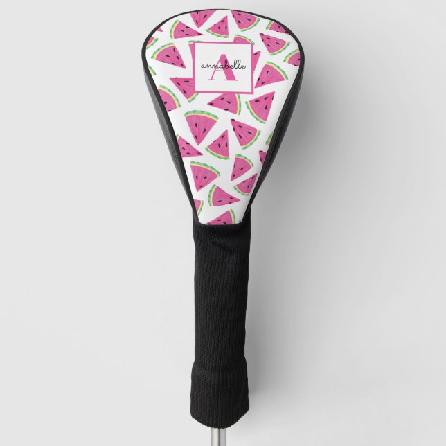 Monogram Pink Tropical Watermelon Muster Golf Headcover (Vorderseite)