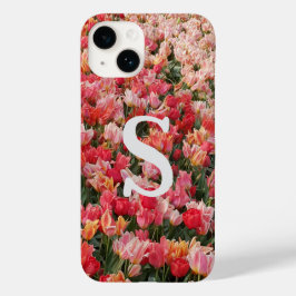 Monogram Pink Tulip Blume iPhone Case