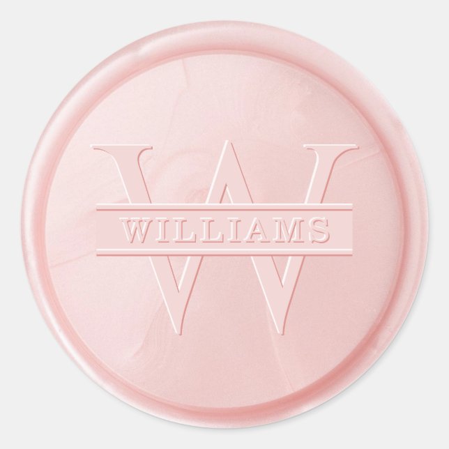 Monogram Pink Wax Siegel Sticker (Vorderseite)