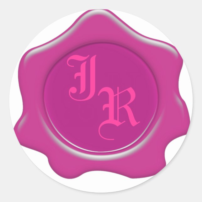 Monogram Pink Wax Siegel Wedding Stickers (Vorderseite)