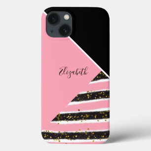 Monogram Pink White Black Gold Glitzer Trendy Case-Mate iPhone Hülle