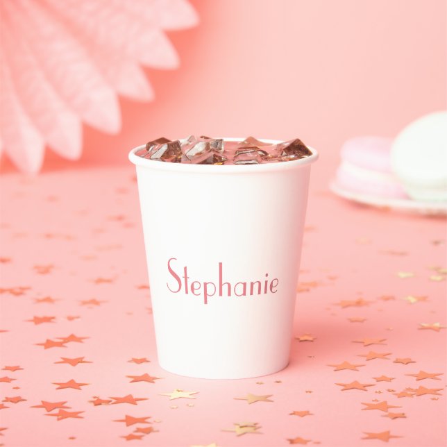 Monogram Pink White Niedlich Custom Girl Pappbecher (Insitu)