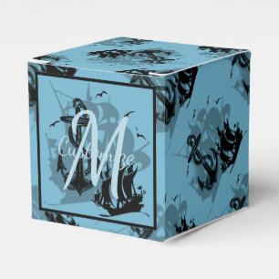 Monogram Pirate Ship & Anchor Cube Favor Box Geschenkschachtel