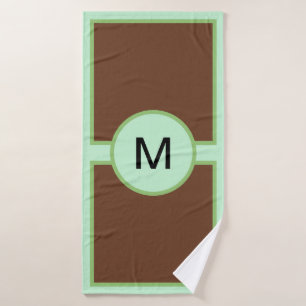 Monogram Pistachio Green Brown Handtuch Set