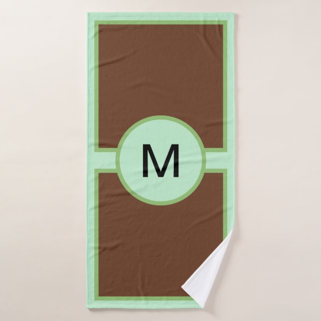 Monogram Pistachio Green Brown Handtuch Set (Badehandtuch)