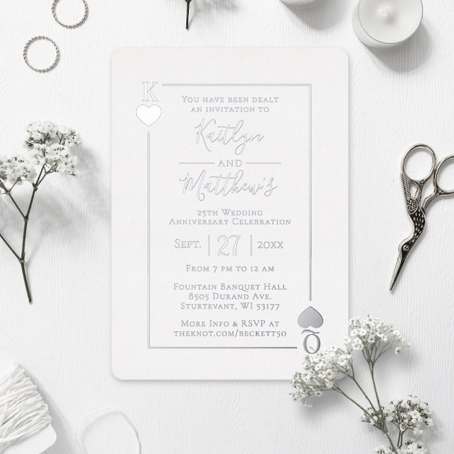 Monogram Playing Card 25. Hochzeitstag Folieneinladung (Von Creator hochgeladen)