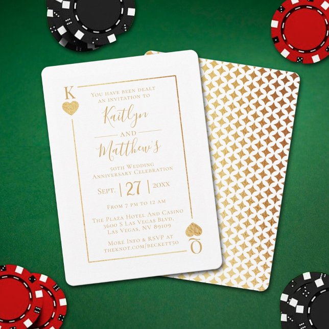Monogram Playing Card 50 th Wedding Anniversary Einladung (Von Creator hochgeladen)