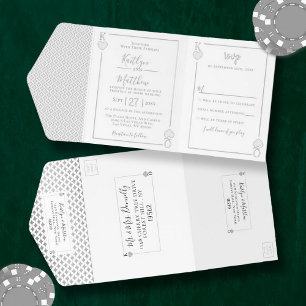 Monogram Playing Card Hochzeit Real Foil gedrückt All-in-One-Einladung