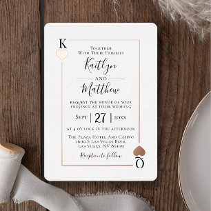 Monogram Playing Card Hochzeit Real Rose Gold Foil Folieneinladung
