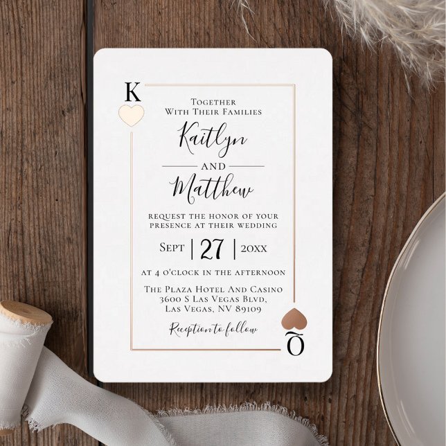 Monogram Playing Card Hochzeit Real Rose Gold Foil Folieneinladung (Von Creator hochgeladen)