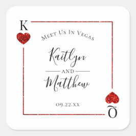 Monogram Playing Card Wedding Save the Date Quadratischer Aufkleber