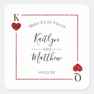 Monogram Playing Card Wedding Save the Date Quadratischer Aufkleber