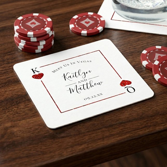 Monogram Playing Card Wedding Save the Date Rechteckiger Pappuntersetzer (Von Creator hochgeladen)