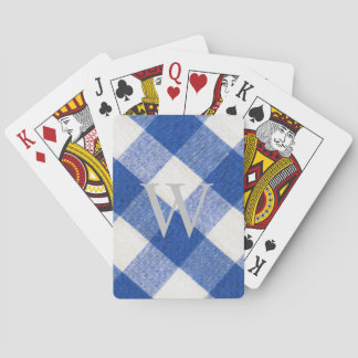 Monogram Playing Cards in Royal Blue Gingham Spielkarten