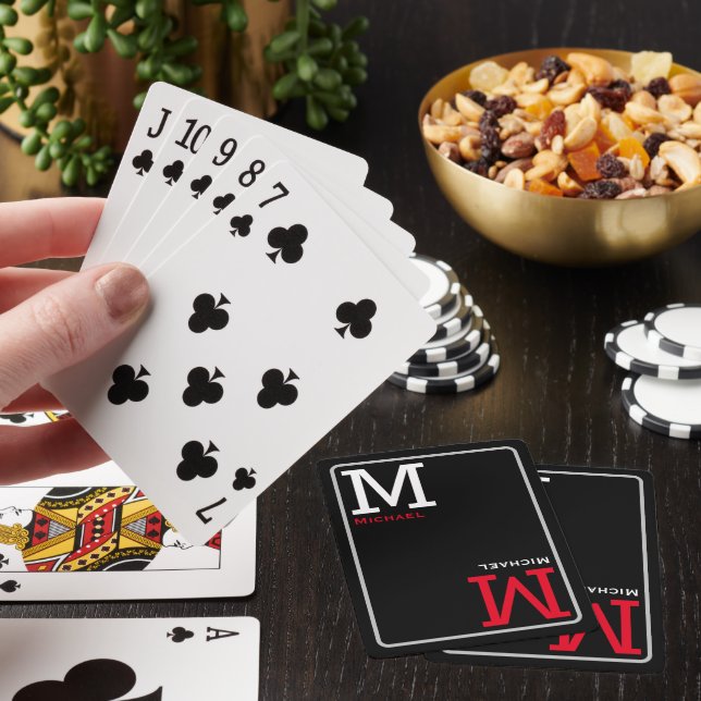 Monogram Playing Cards mit Individuelle Name Black Spielkarten (In Situ)